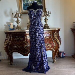 Women’s lace all over sequins evening formal prom dress